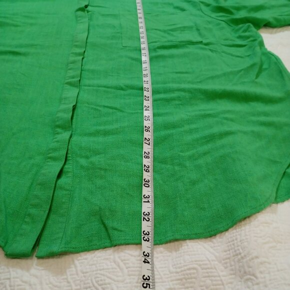 OSOS DESIGN Linen Blend Sz 24 Curve Lime Green Longsleeve  Blouse Womens Top - Picture 12 of 12